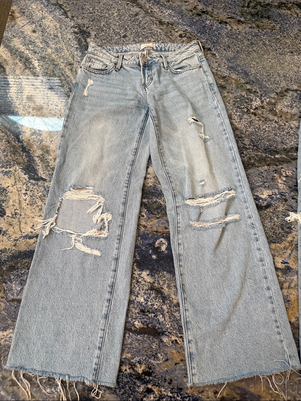 PacSun Light Blue Distressed Wide-Leg Jeans
